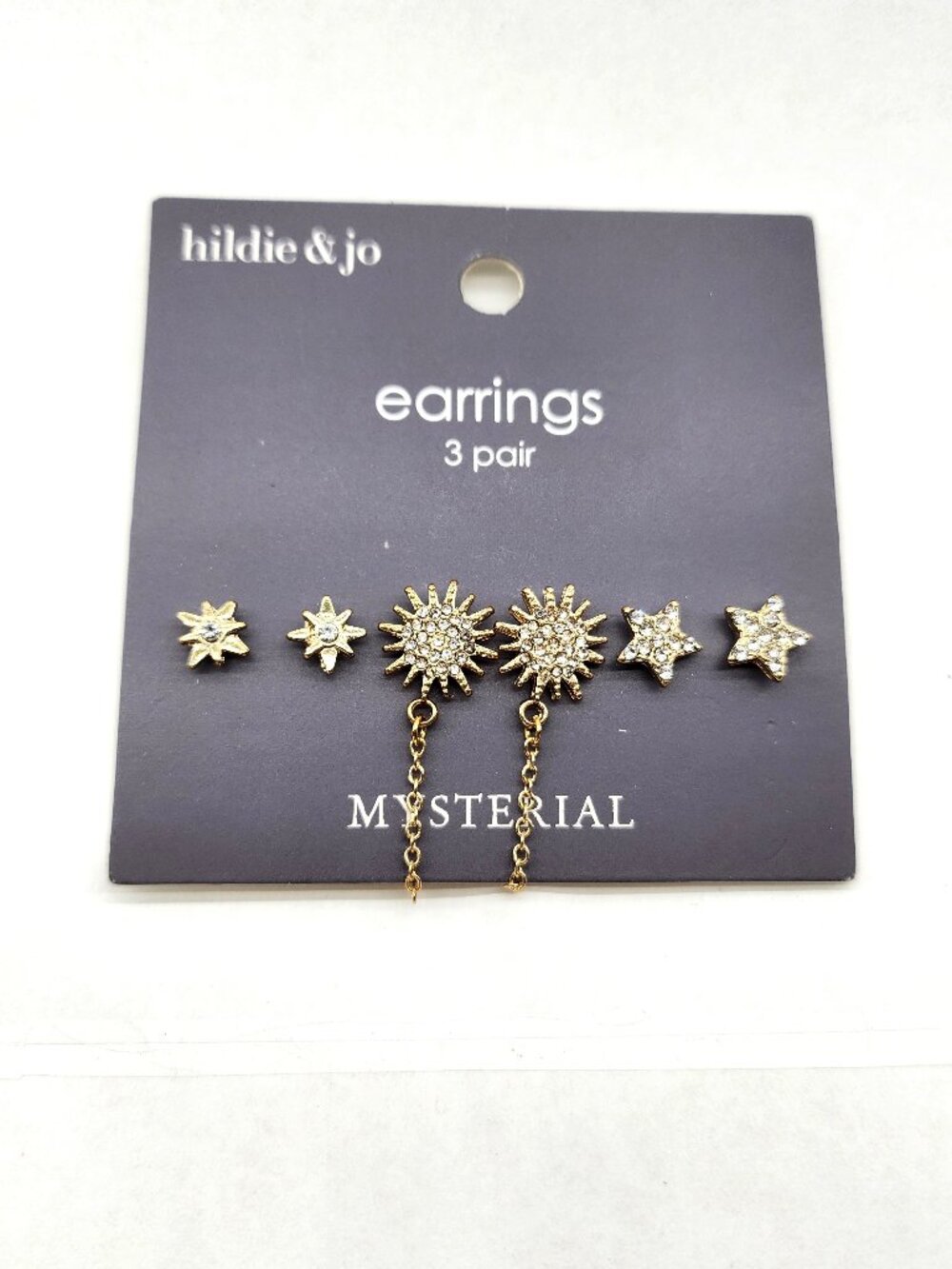 BFD- HIldie & Joe Earring 3 pack Gold tone with Rhinestones